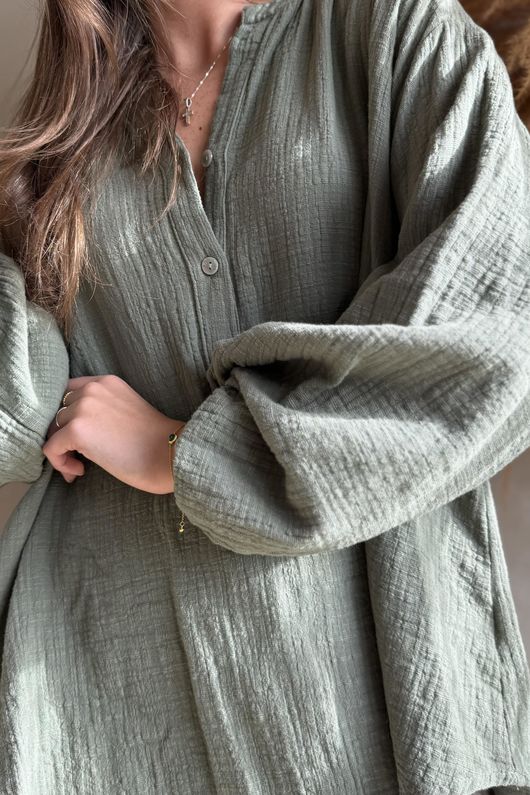 Laurie Cushion Cotton Blouse Khaki /12=